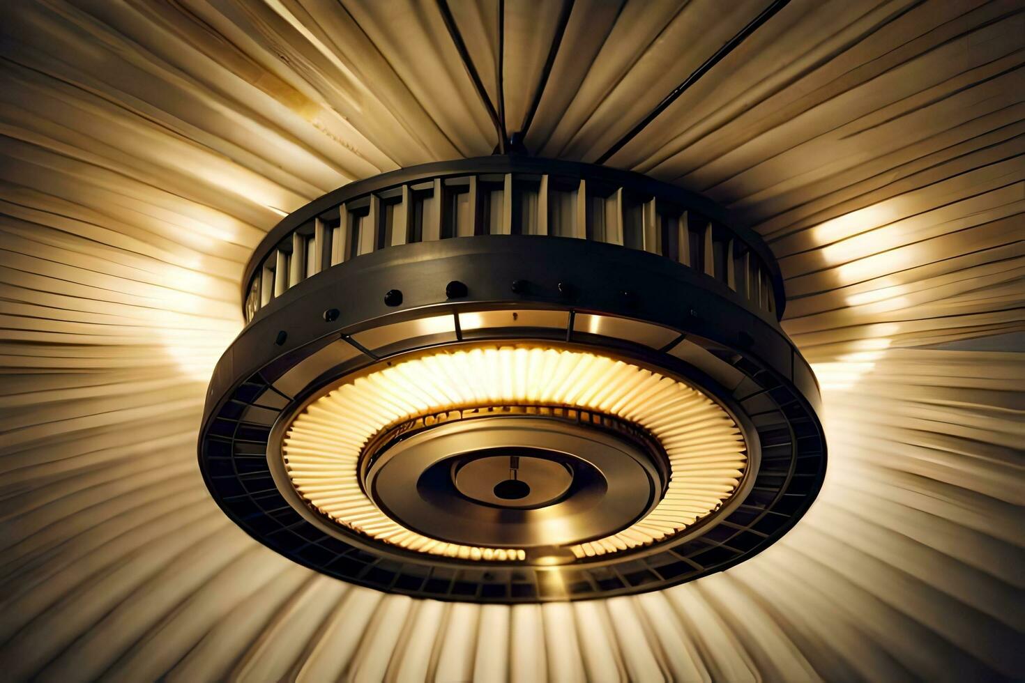 a ceiling light with a circular light on it. AI-Generated photo