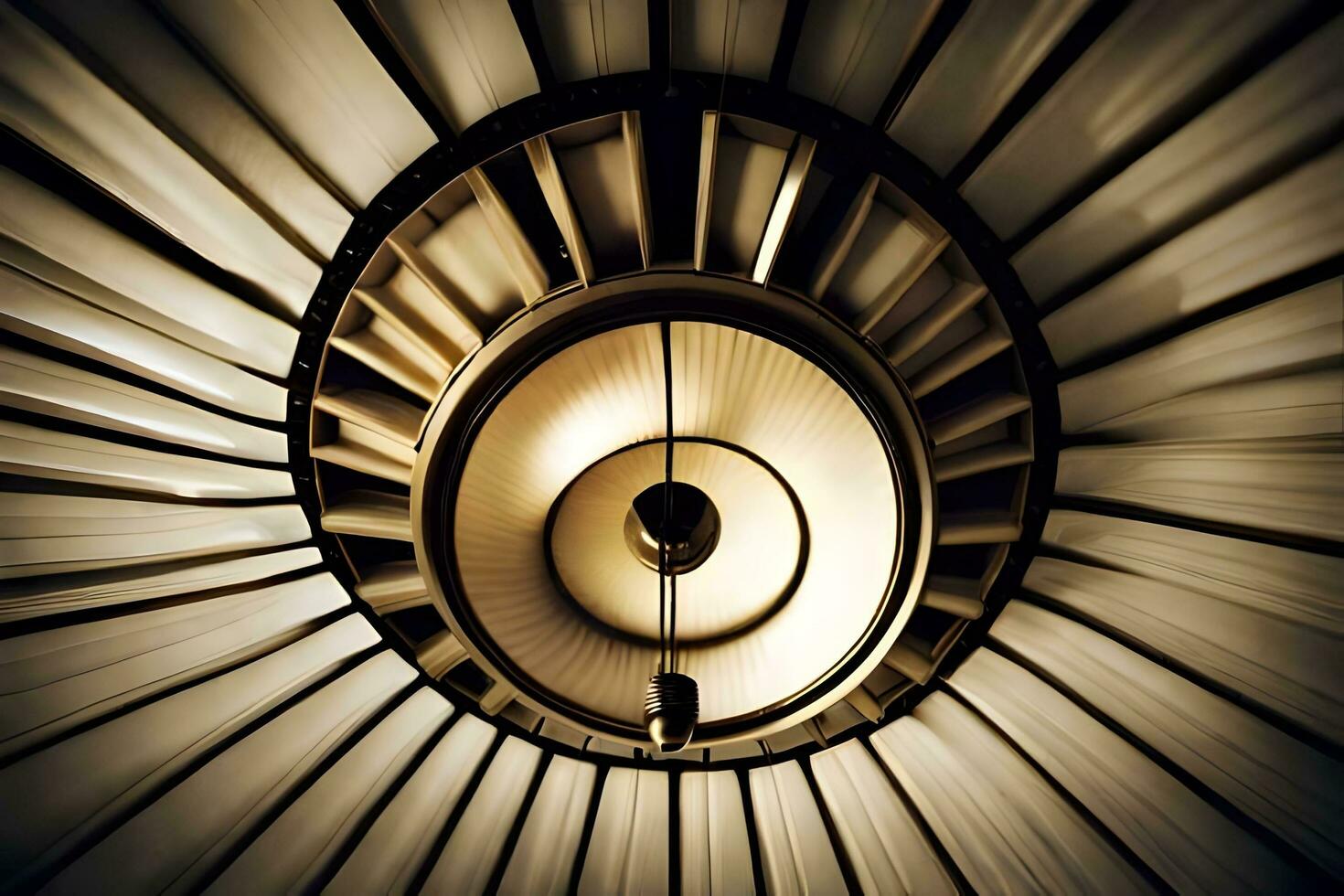 a circular light fixture in a room with a circular ceiling. AI-Generated photo