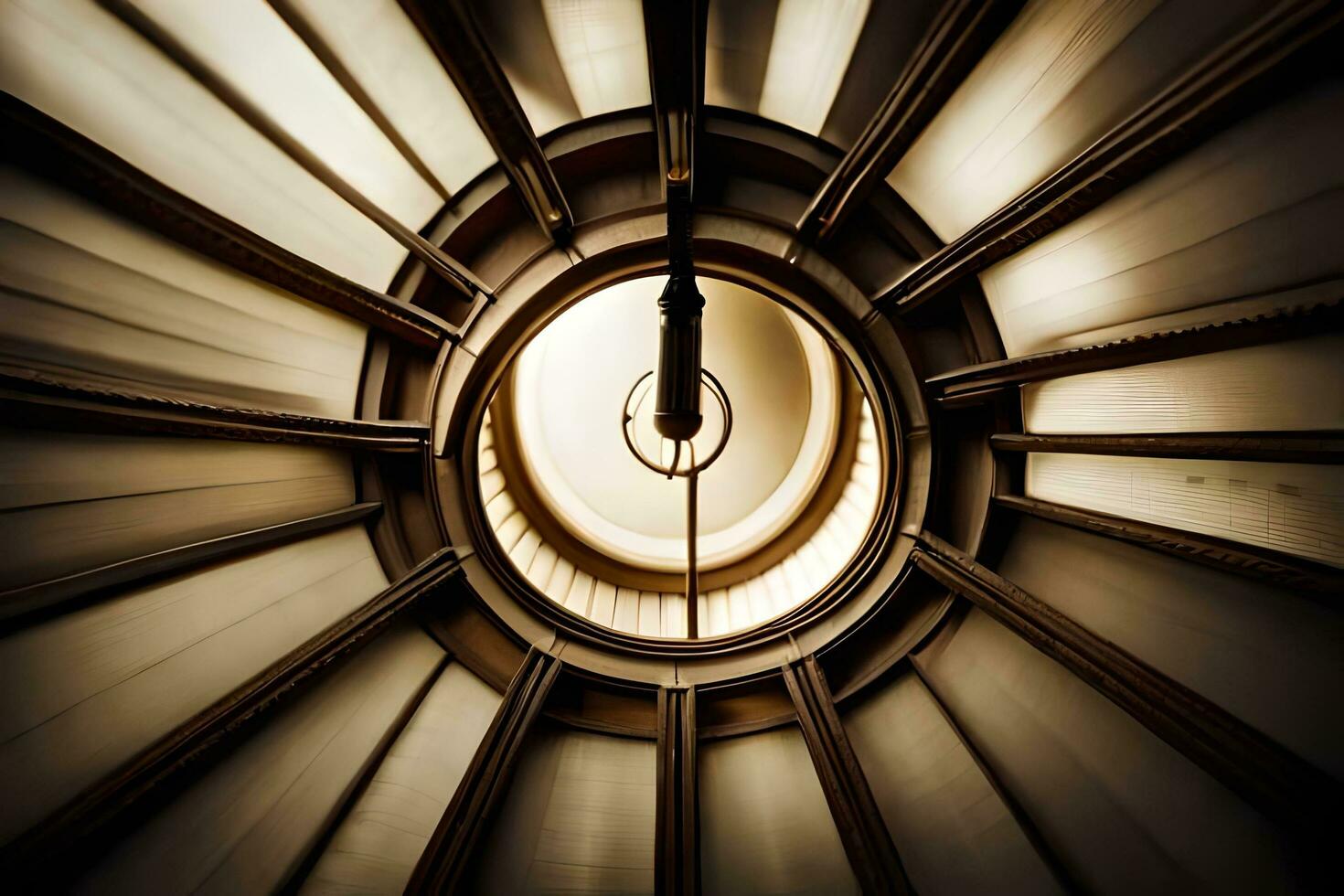 a circular light fixture in a building. AI-Generated photo