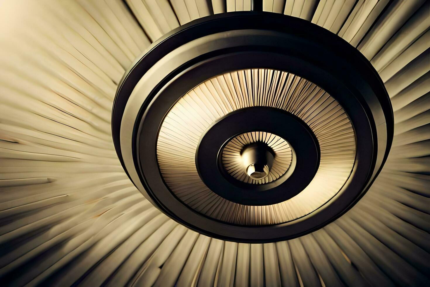 a circular light fixture in a room with a circular pattern. AI-Generated photo