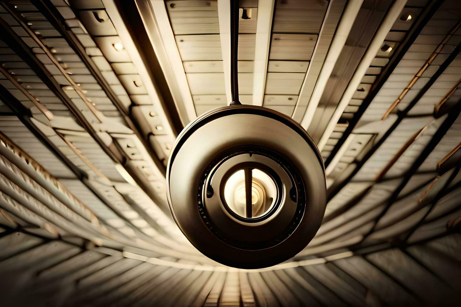 a close up of a metal object in a building. AI-Generated photo