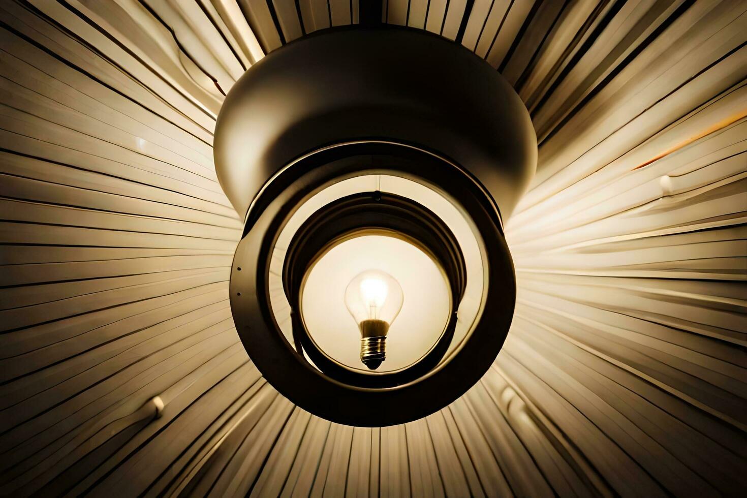 a light bulb is hanging from a ceiling. AI-Generated photo