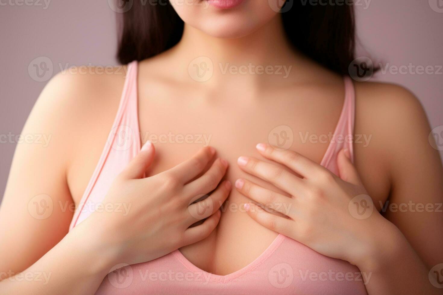 Pink October - Woman dressed in pink, an alert gesture for the early detection of breast cancer. Generated by AI photo