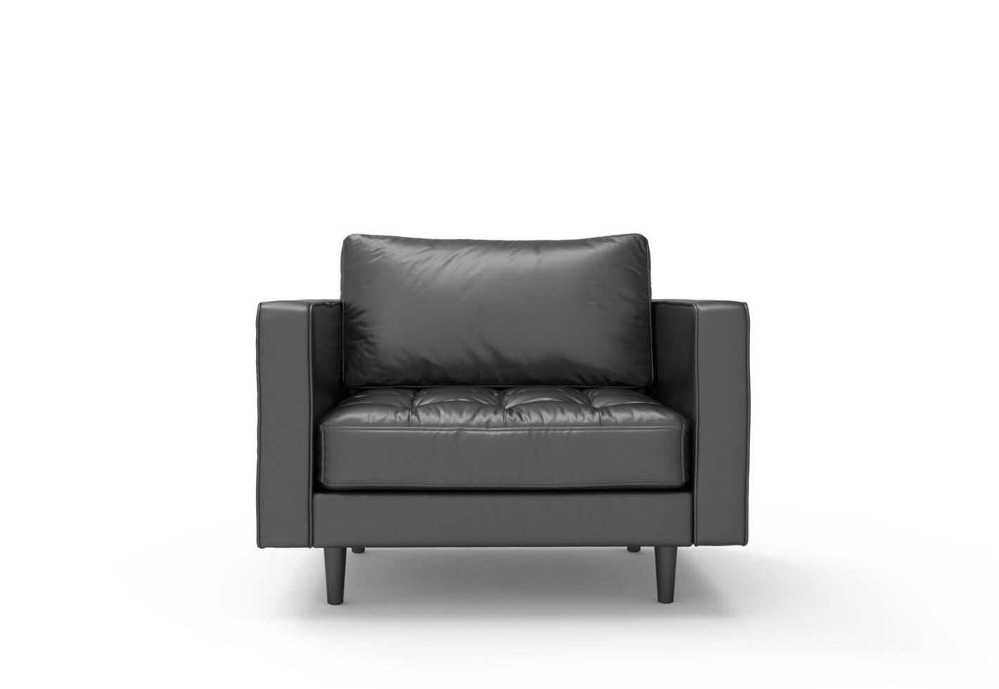 Modern black leather chair isolated on white background.Elements of architecture. Design template for graphics. Furniture Collecttion photo