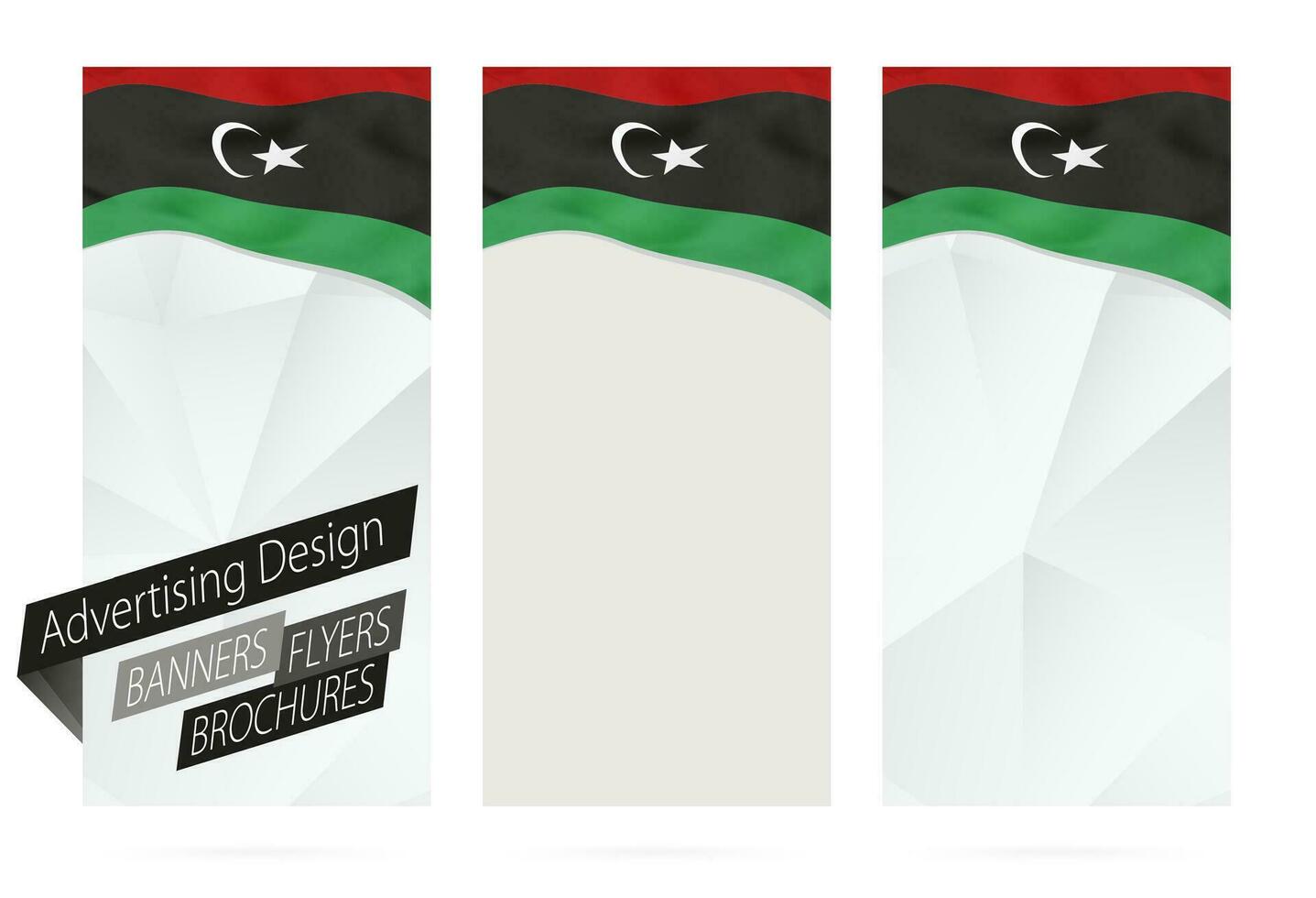 Design of banners, flyers, brochures with flag of Libya. vector