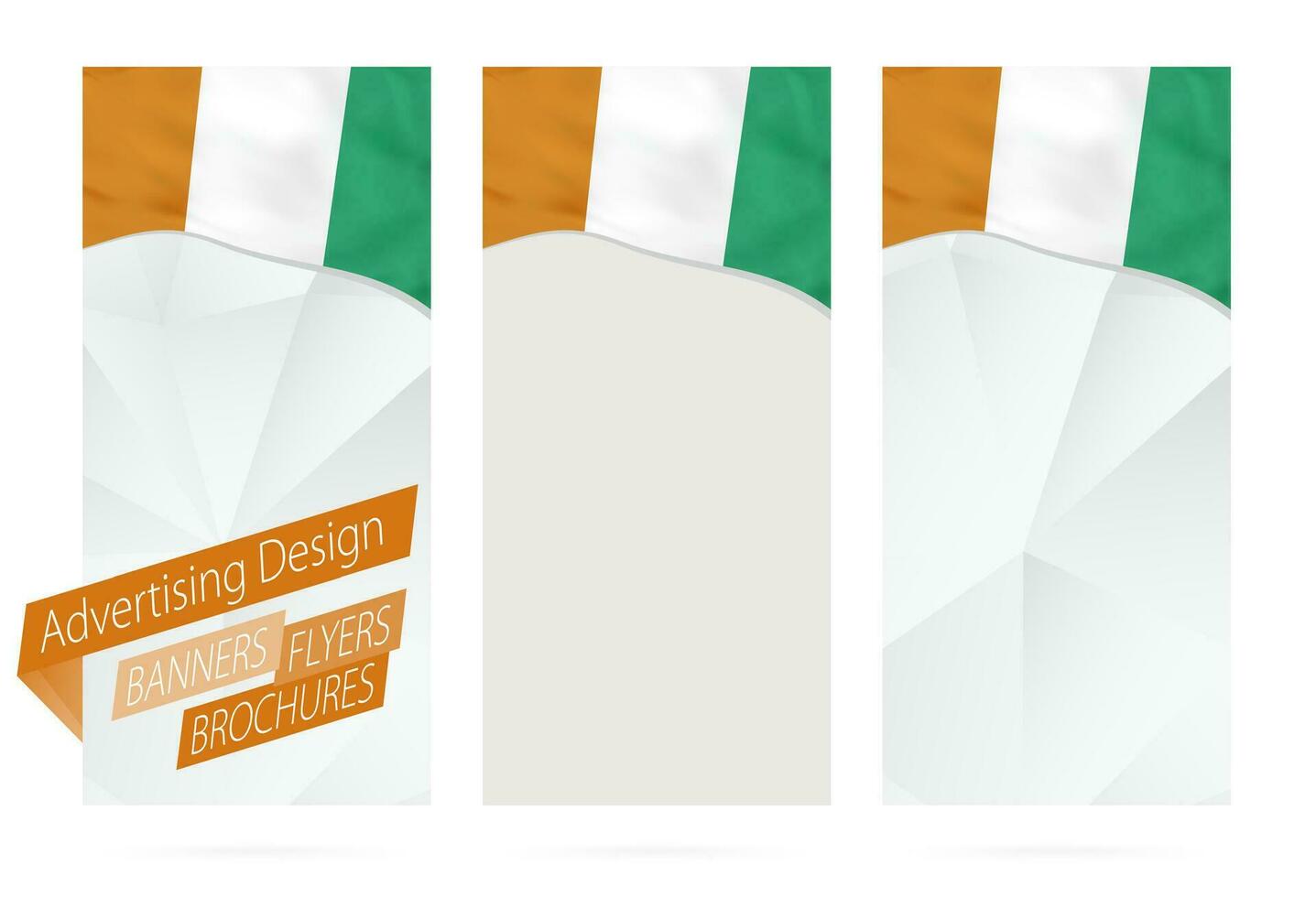 Design of banners, flyers, brochures with flag of Ivory Coast. vector