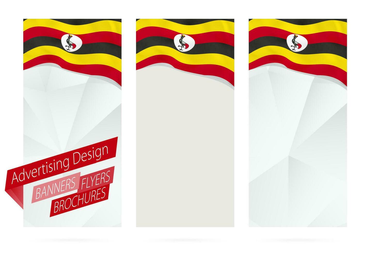 diseño de pancartas, volantes, folletos con bandera de Uganda. vector
