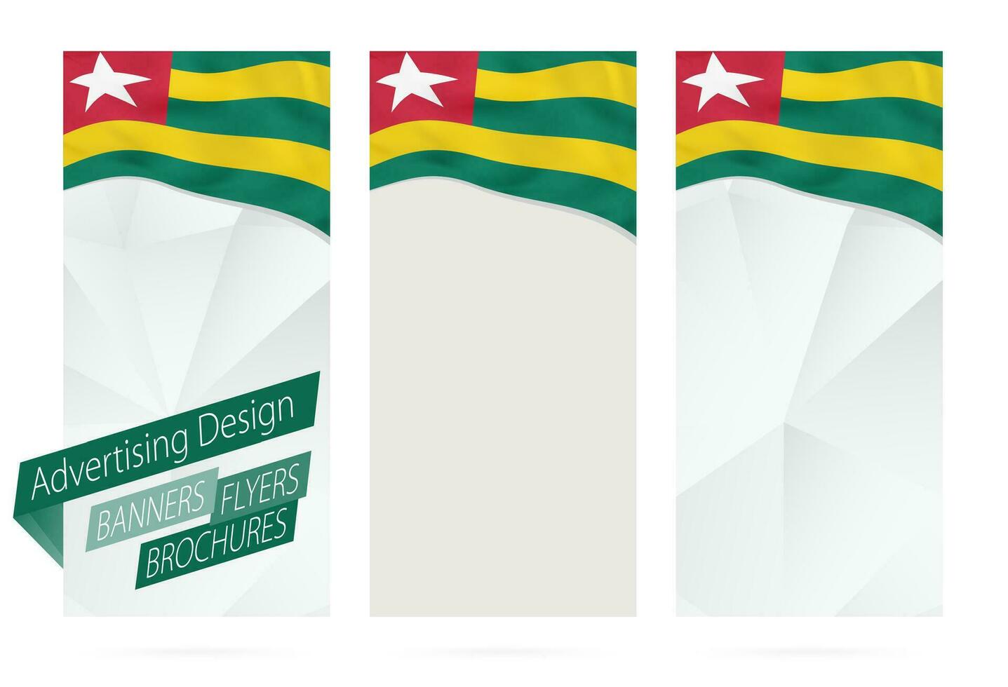 Design of banners, flyers, brochures with flag of Togo. vector