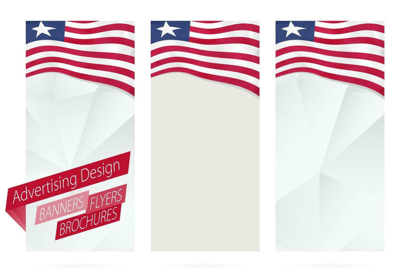 diseño de pancartas, volantes, folletos con bandera de Liberia. vector