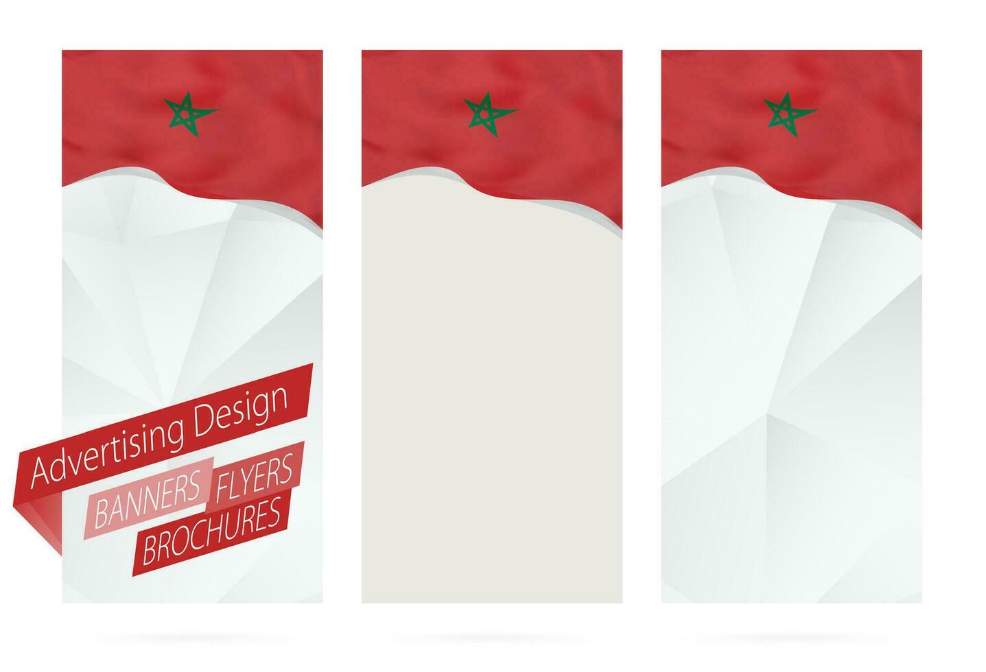 diseño de pancartas, volantes, folletos con bandera de Marruecos. vector