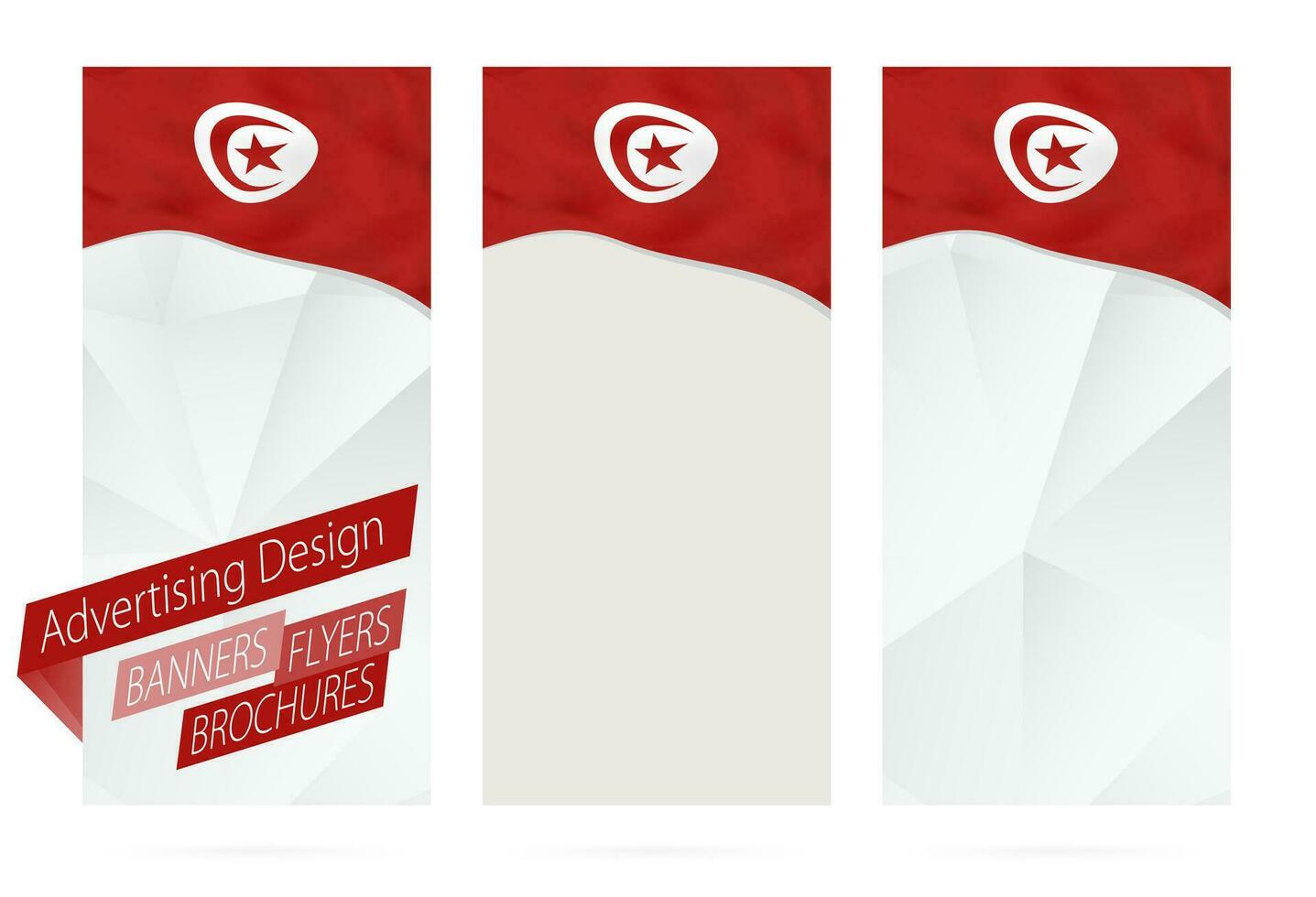 Design of banners, flyers, brochures with flag of Tunisia. vector