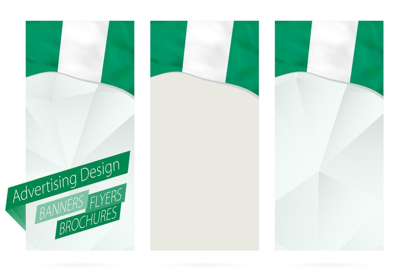 Design of banners, flyers, brochures with flag of Nigeria. vector