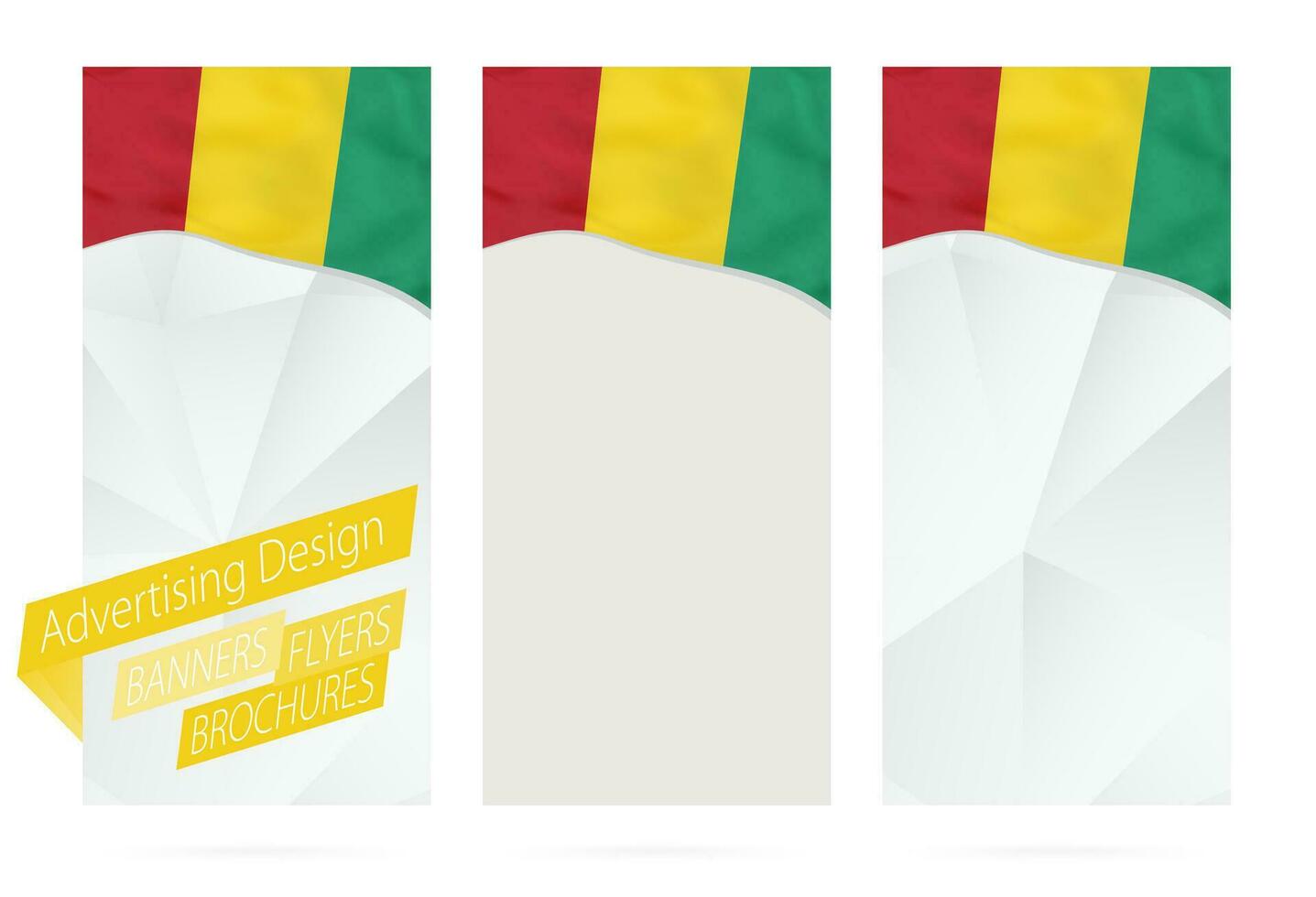 diseño de pancartas, volantes, folletos con bandera de Guinea. vector