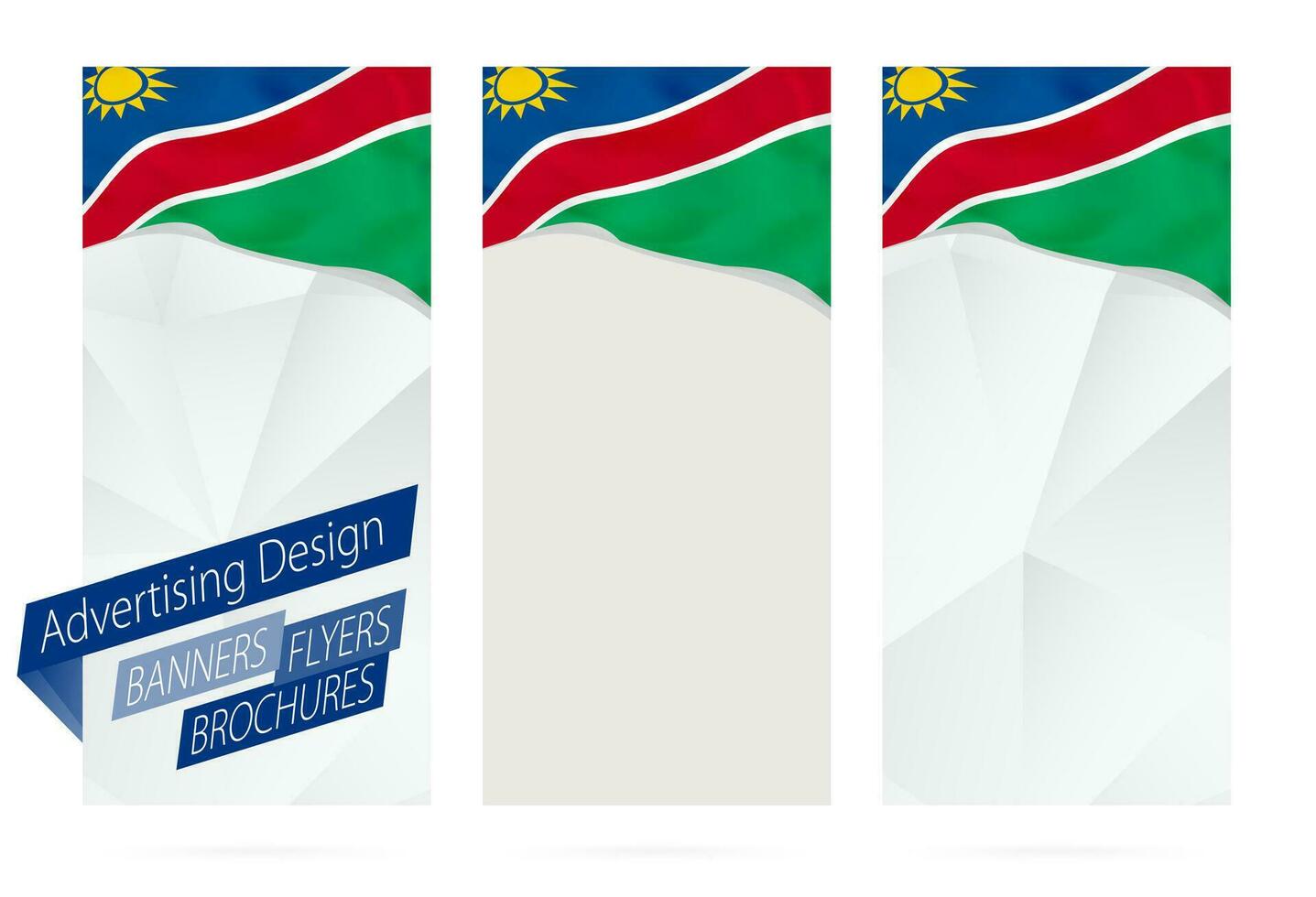 Design of banners, flyers, brochures with flag of Namibia. vector