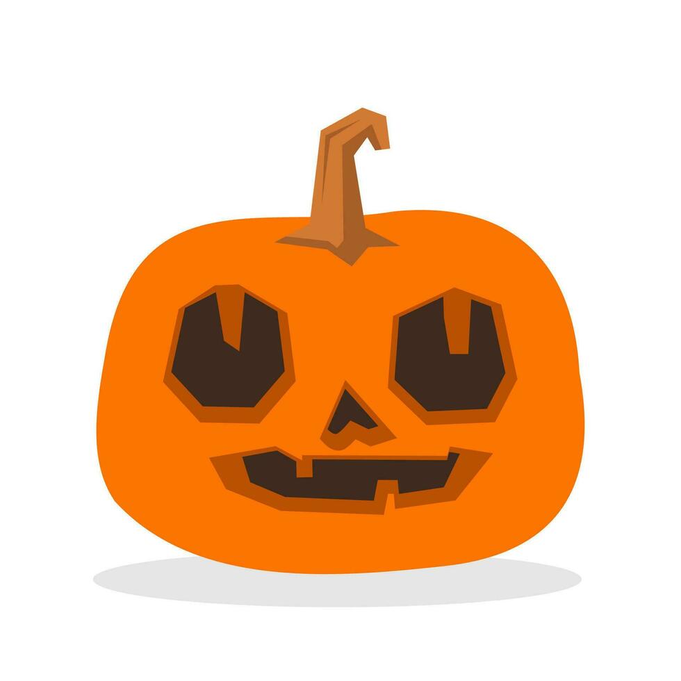 Halloween carved pumpkin vector illustration. Jack O Lantern fun character.