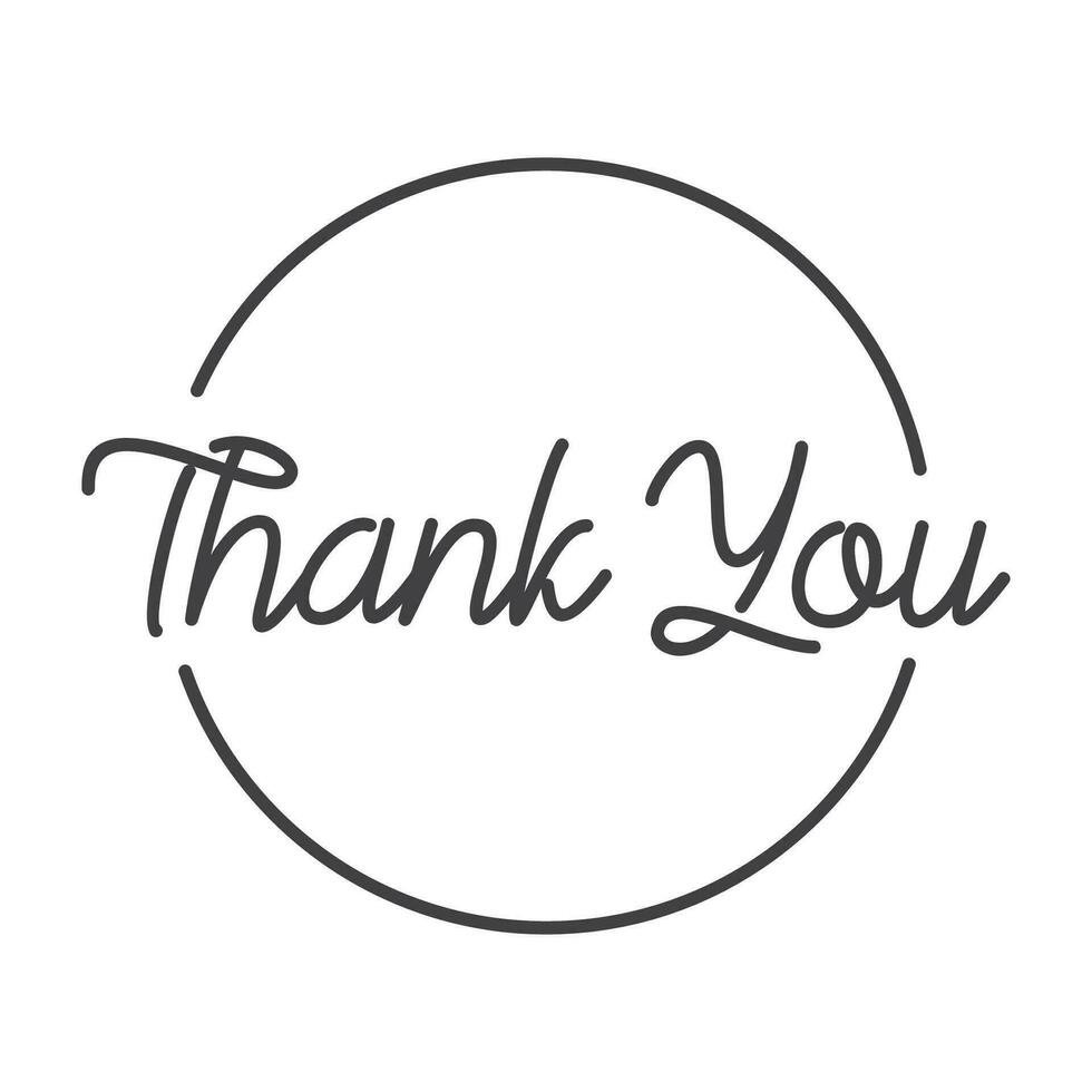 Thank you calligraphic message, hand drawn lettering text inside a circle. vector