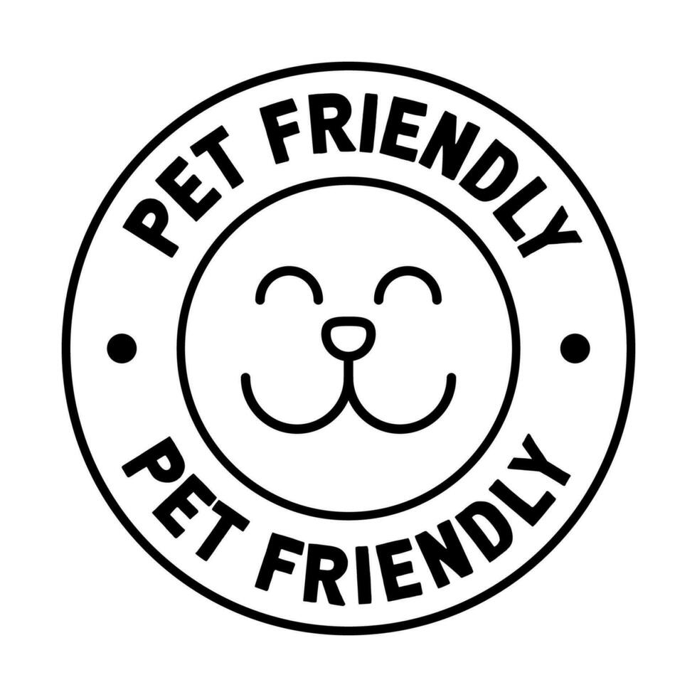 Pet friendly badge stamp. This space allows mascots. Dogs and cats are welcome. vector