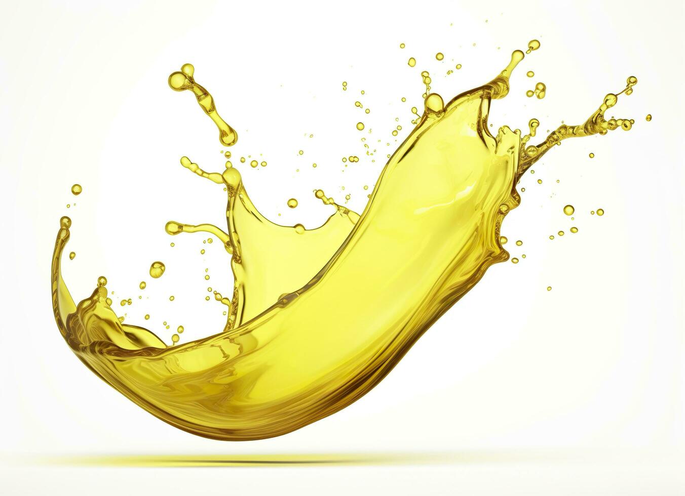 Olive or engine oil splash, cosmetic serum liquid isolated on white background. Generative AI photo