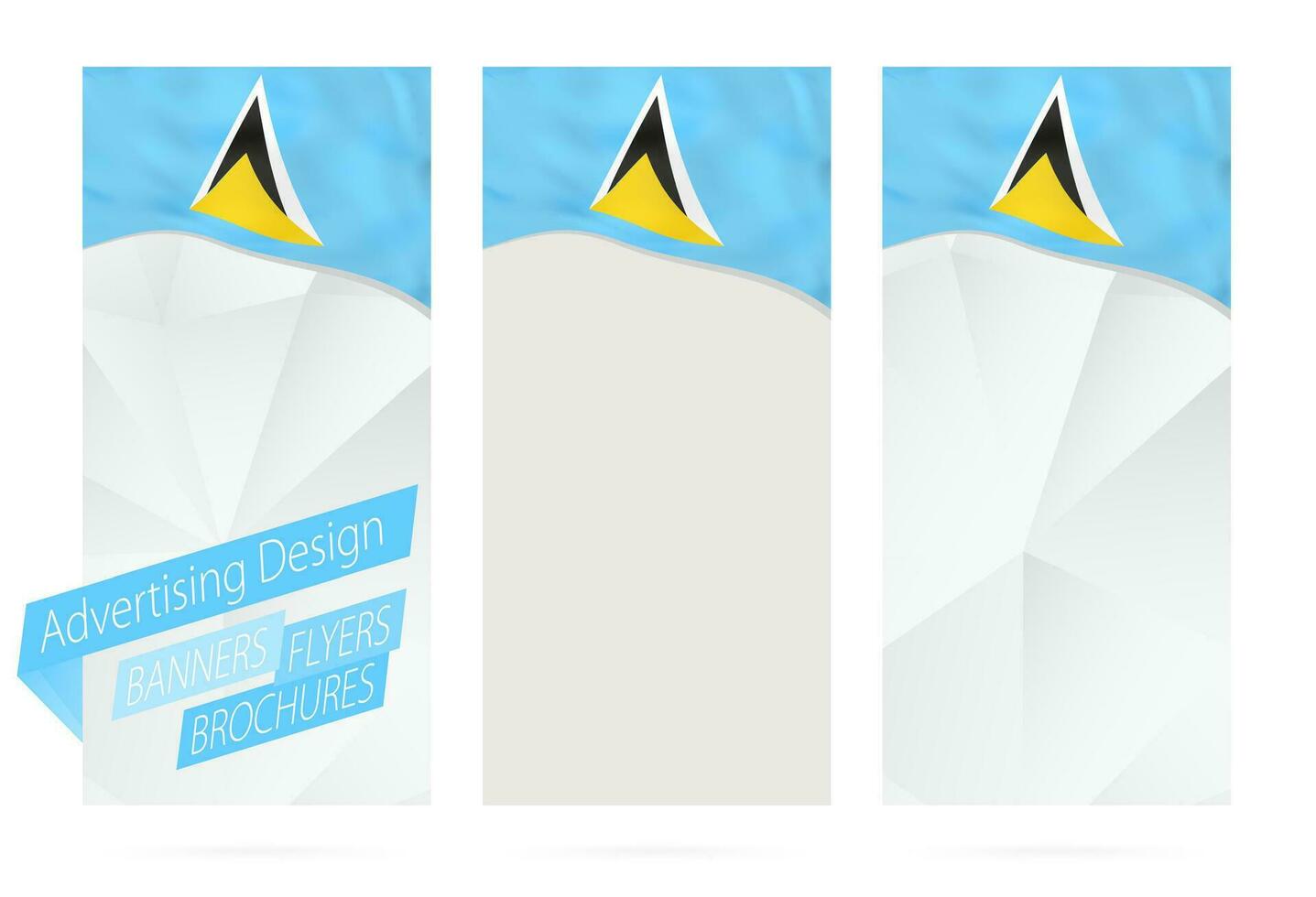 Design of banners, flyers, brochures with flag of Saint Lucia. vector