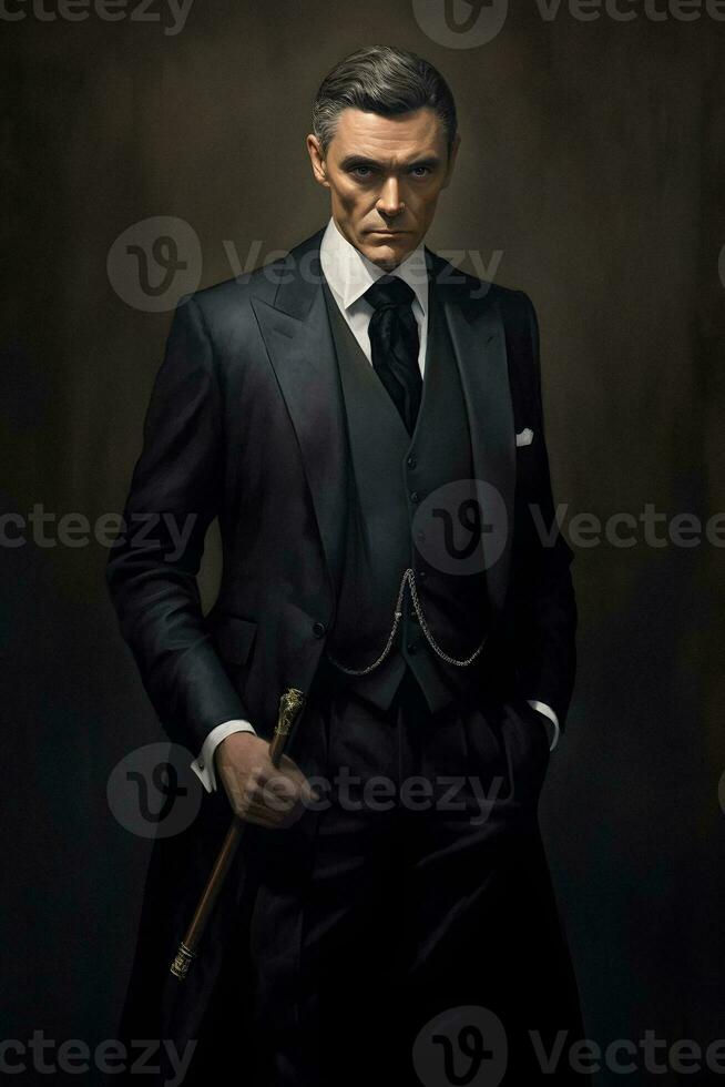 Elegant Man in Monochrome Suit - Generative AI Portrait photo