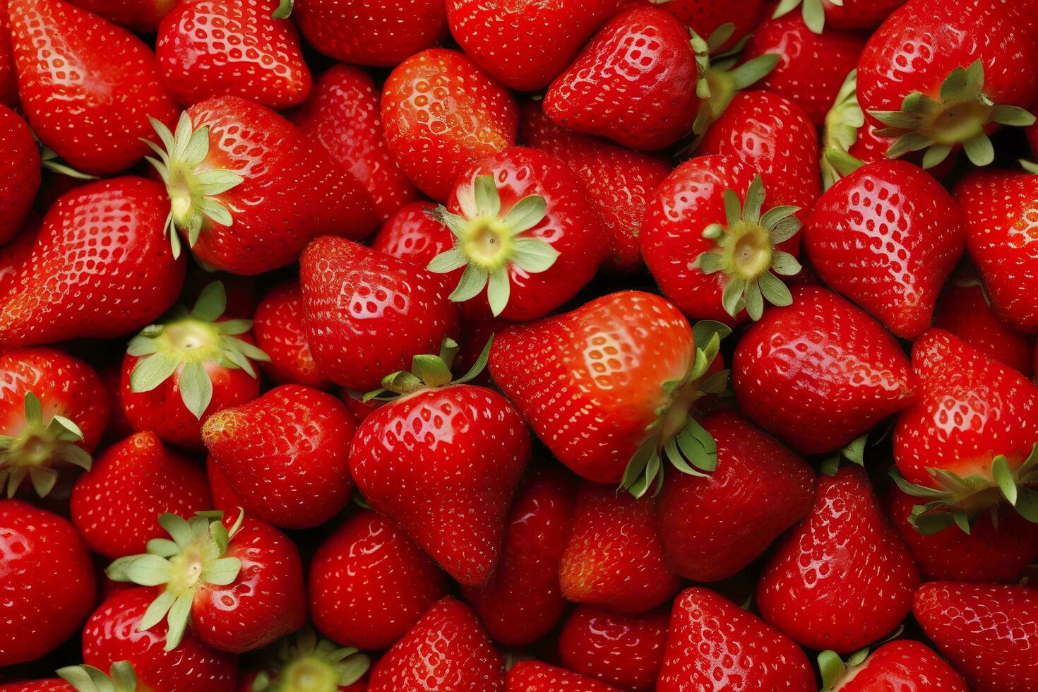 Texture of fresh strawberries as background. Generative AI photo