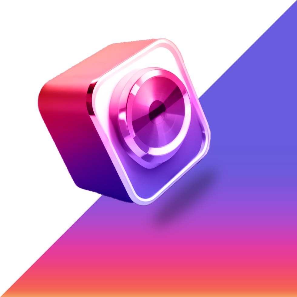 3d round Instagram logo Icon social media 3d render transparent background png