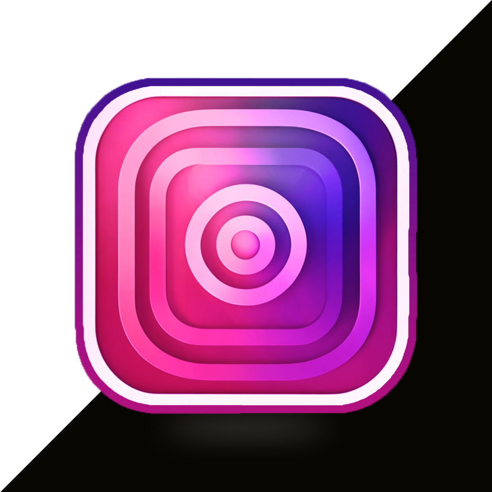 3d round Instagram logo Icon social media 3d render transparent background png