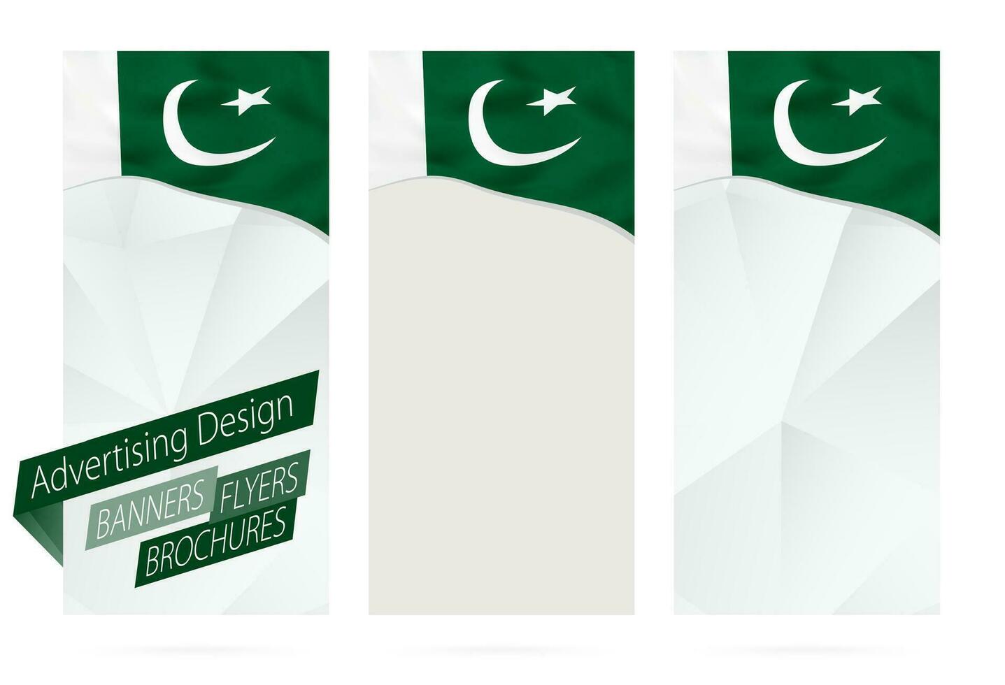 diseño de pancartas, volantes, folletos con bandera de Pakistán. vector