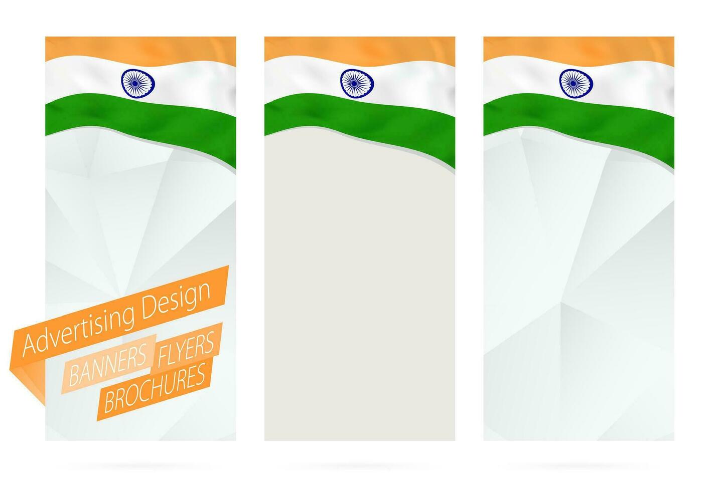 Design of banners, flyers, brochures with flag of India. vector