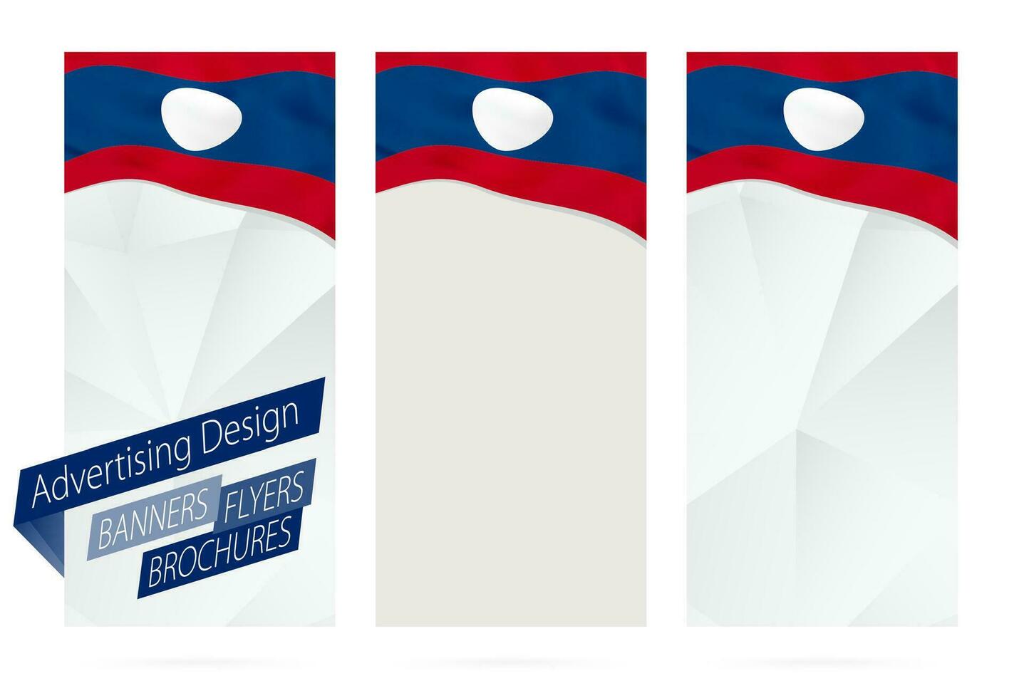 Design of banners, flyers, brochures with flag of Laos. vector