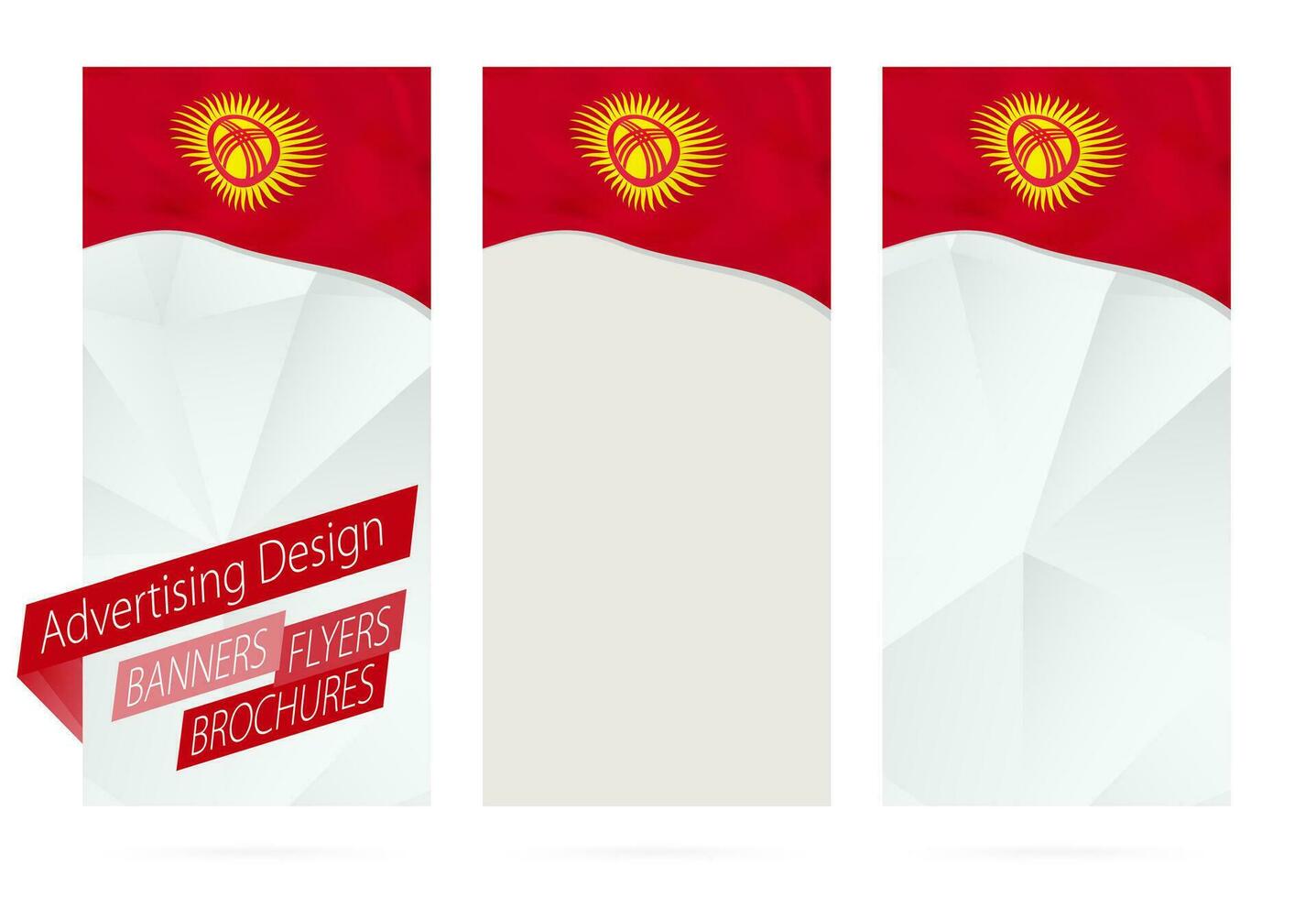 Design of banners, flyers, brochures with flag of Kyrgyzstan. vector