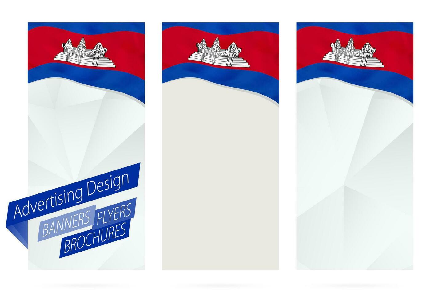 Design of banners, flyers, brochures with flag of Cambodia. vector