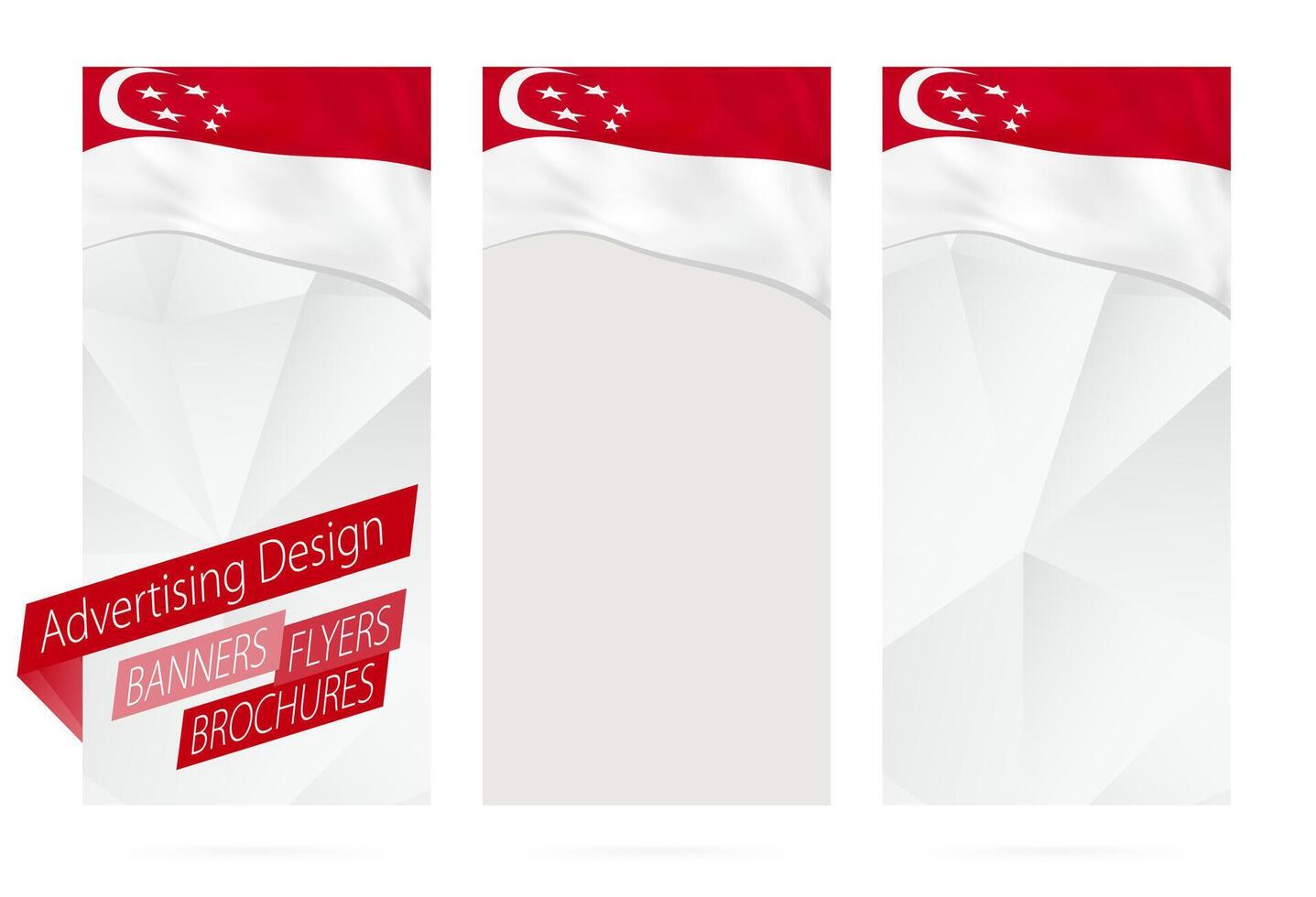 Design of banners, flyers, brochures with flag of Singapore. vector