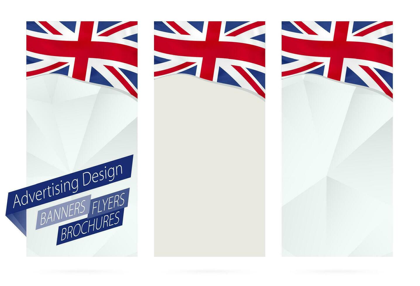 Design of banners, flyers, brochures with flag of United Kingdom. vector