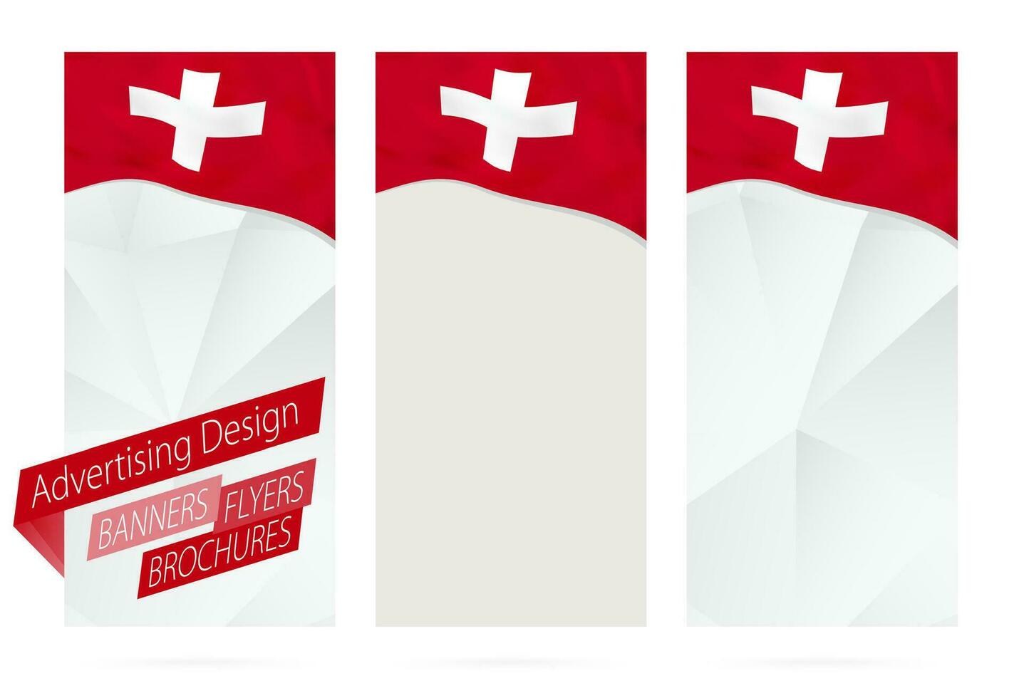 Design of banners, flyers, brochures with flag of Switzerland. vector