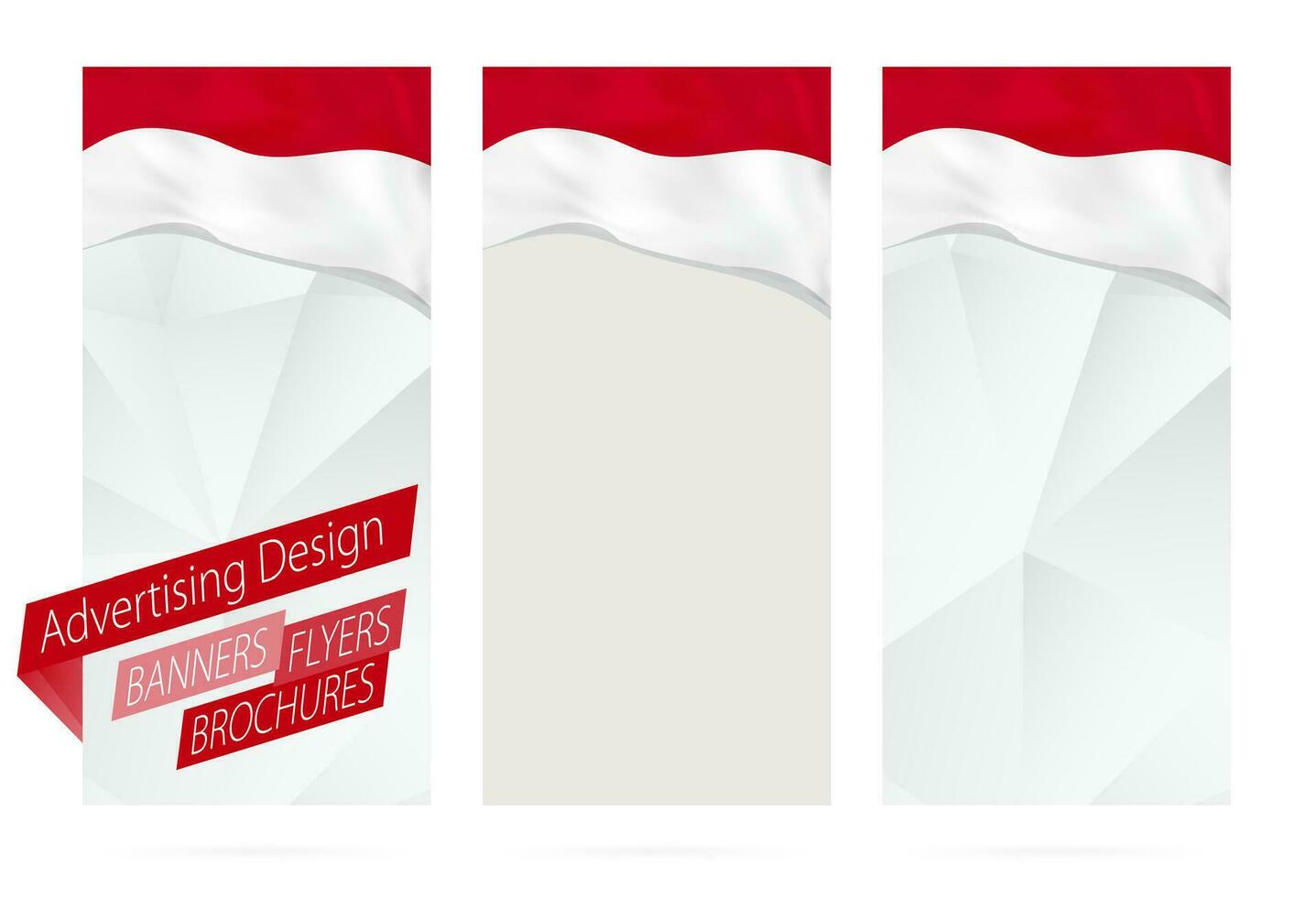 Design of banners, flyers, brochures with flag of Monaco. vector