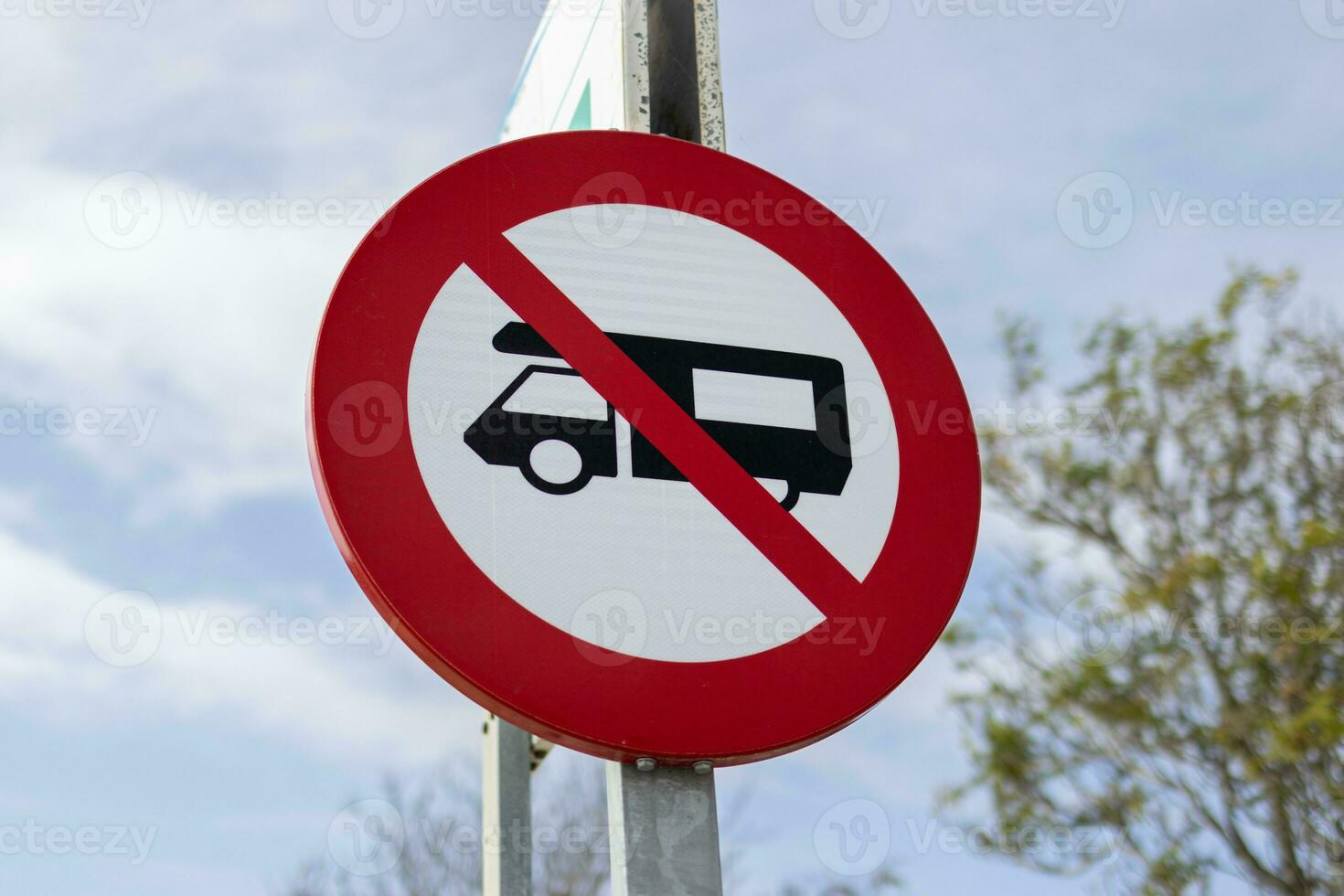 Camper van prohibited road sign photo