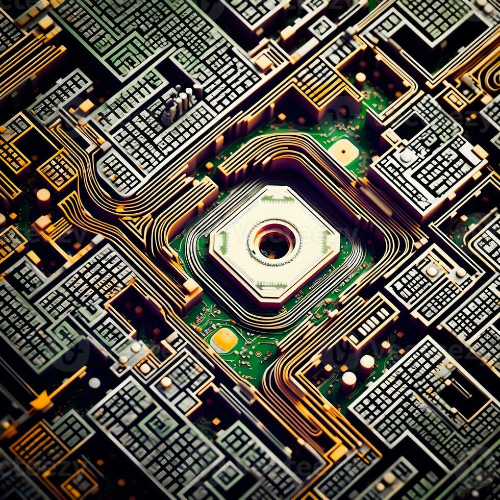 AI Generated Circuit Board Maze photo