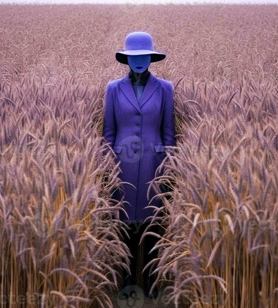 A Menacing Scarecrow in a Wheat Field   generative AI photo