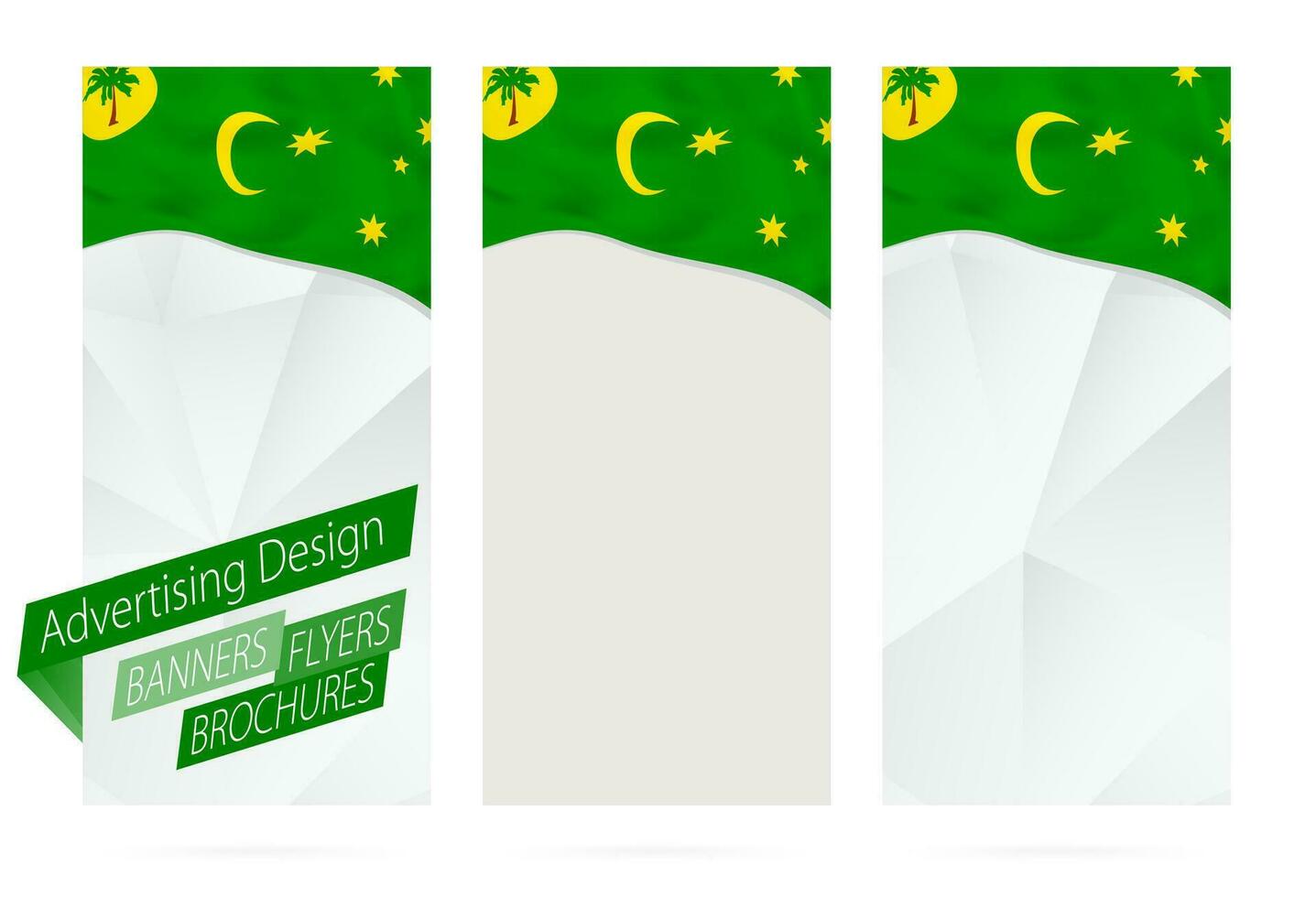 Design of banners, flyers, brochures with flag of Cocos Islands. vector