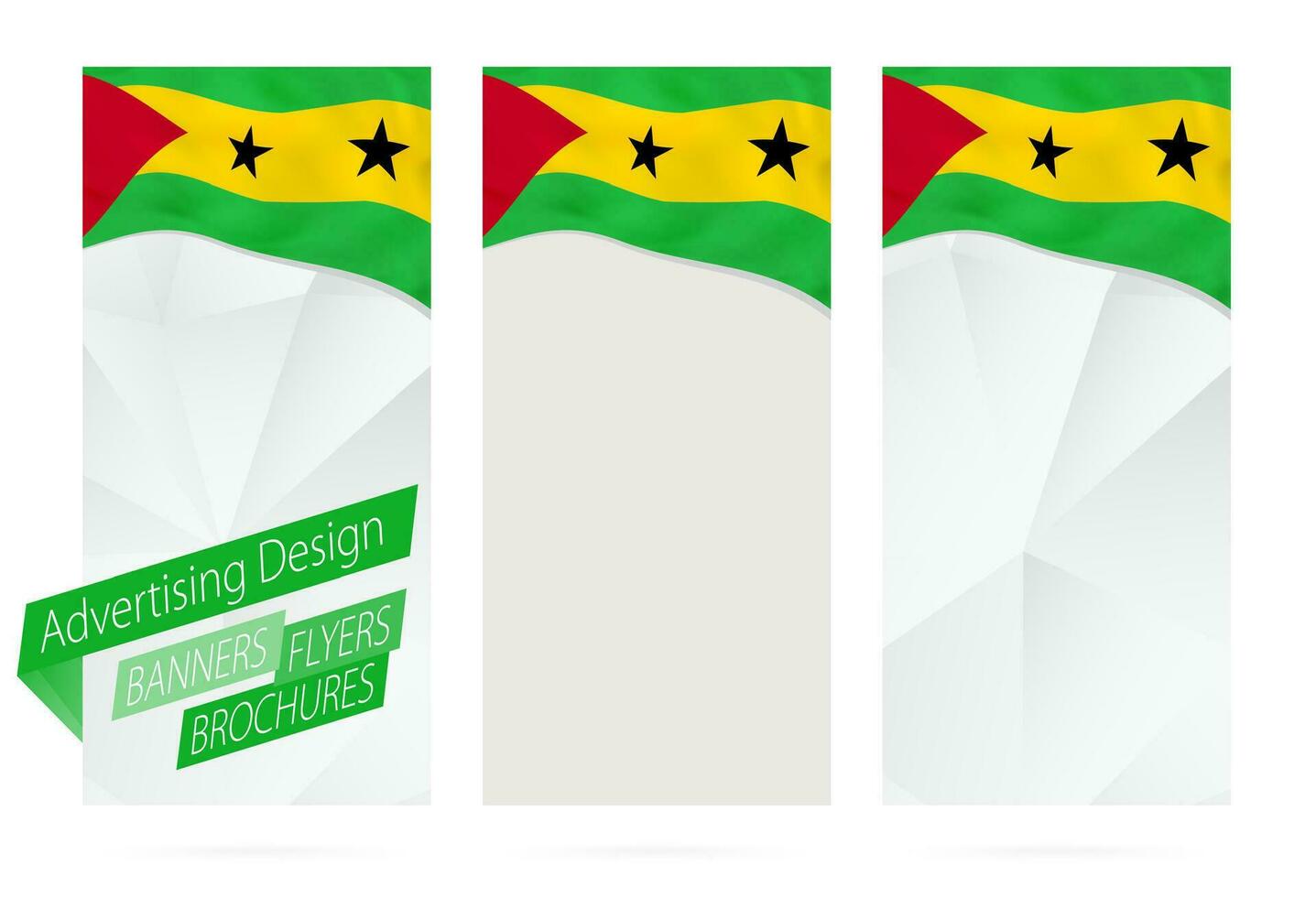 Design of banners, flyers, brochures with flag of Sao Tome and Principe. vector