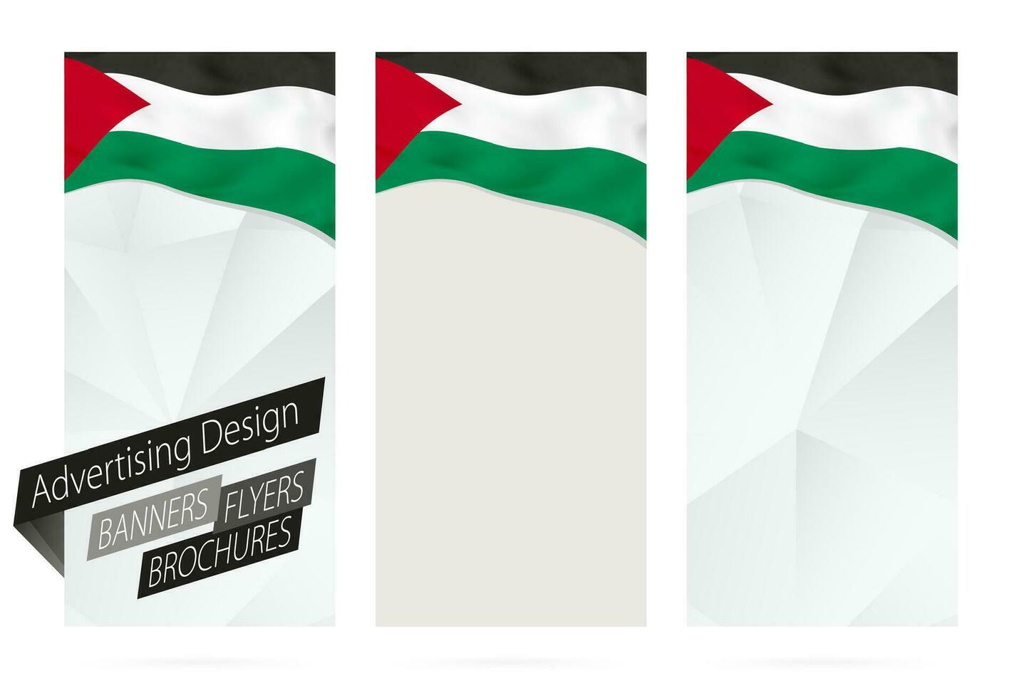 Design of banners, flyers, brochures with flag of Palestine. vector