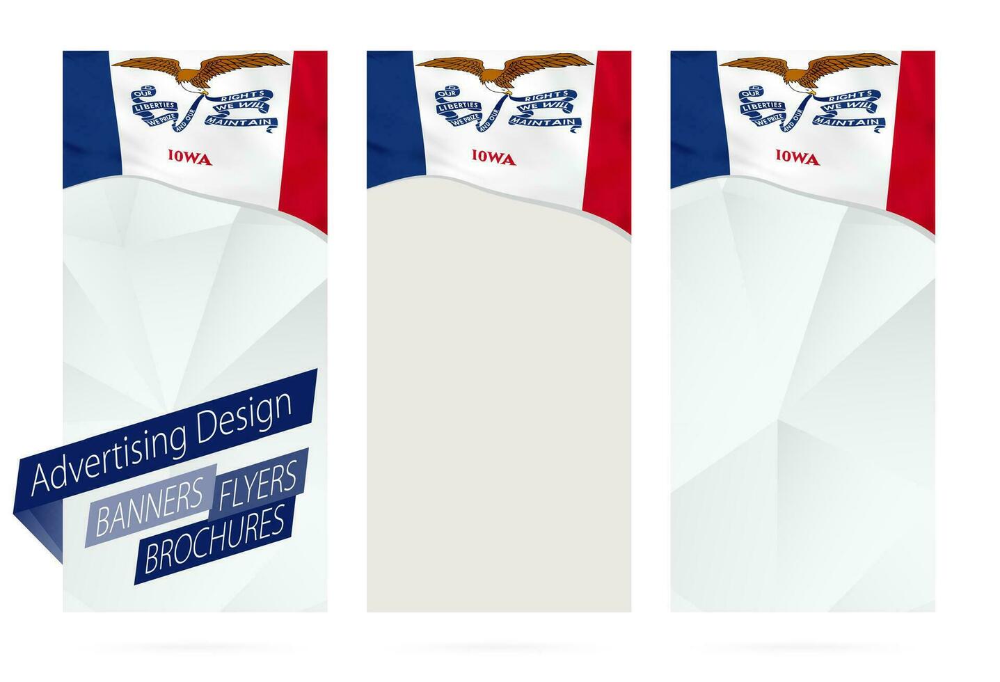 Design of banners, flyers, brochures with Iowa State Flag. vector