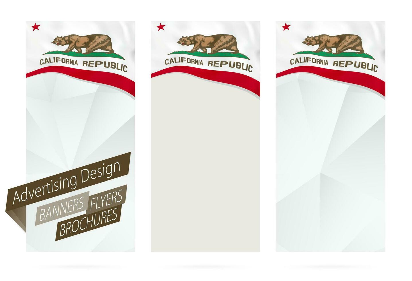 diseño de pancartas, volantes, folletos con California estado bandera. vector