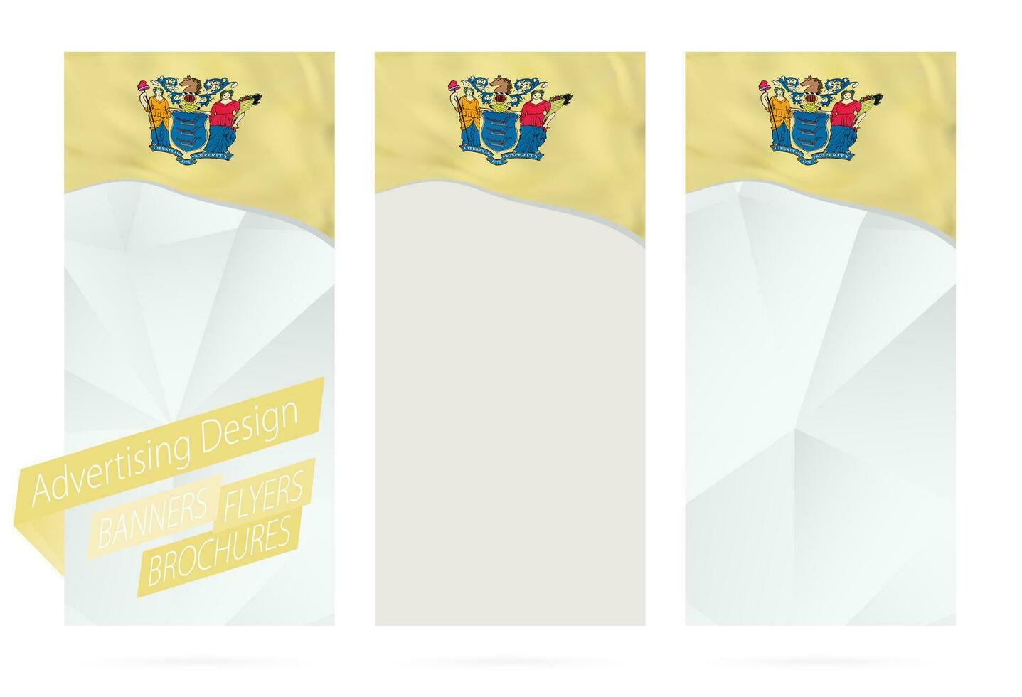 Design of banners, flyers, brochures with New Jersey State Flag. vector