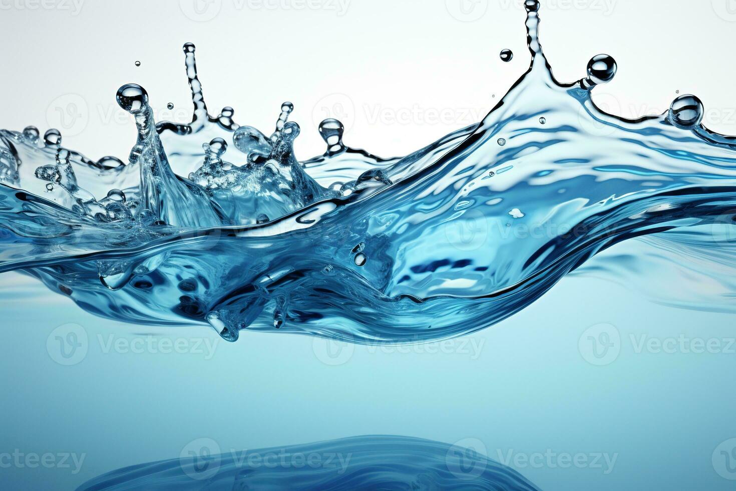a close up of a blue water splash with a white background - AI Generated photo