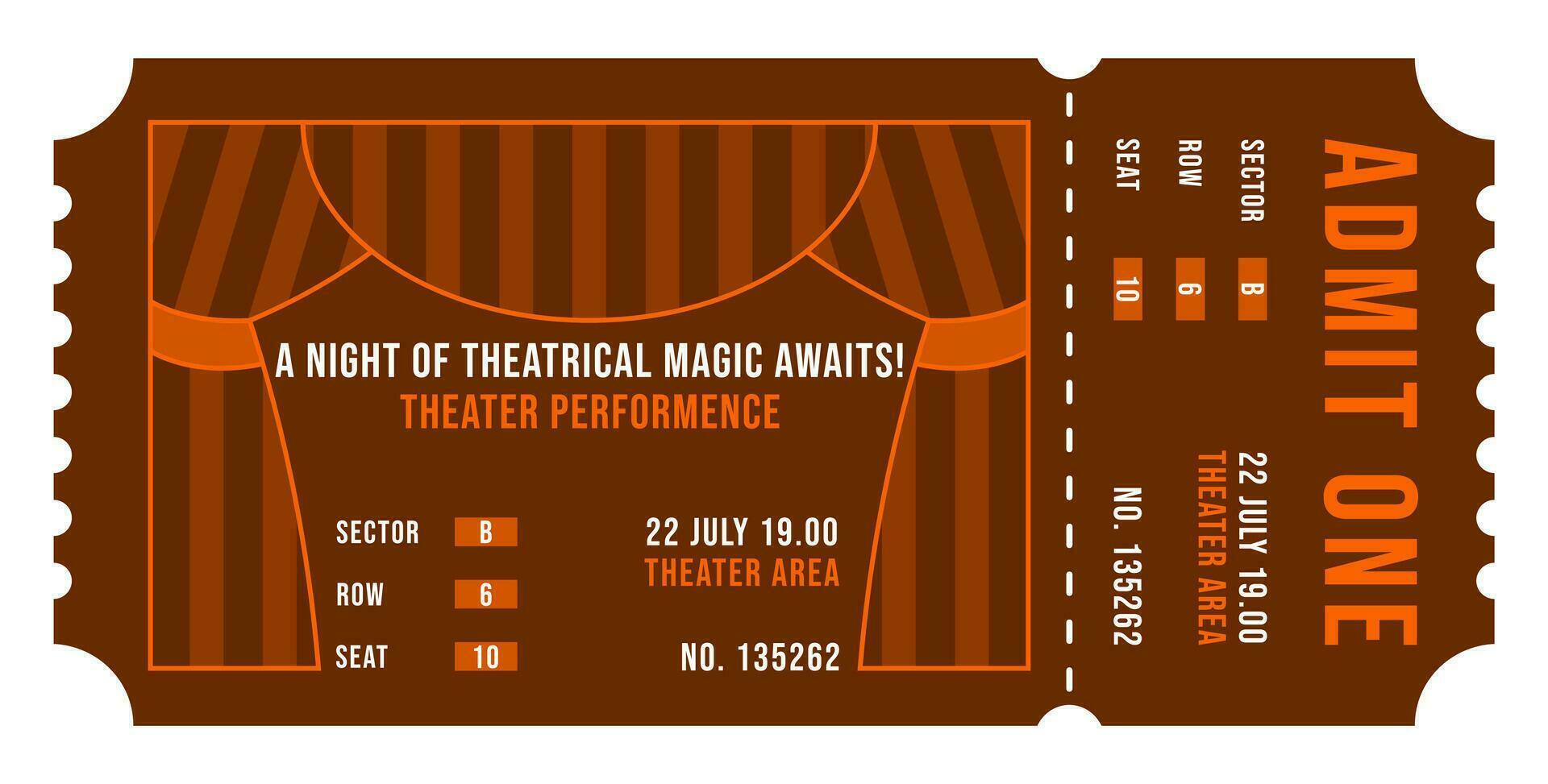 teatro actuación Entradas, boleto diseño modelo. vector