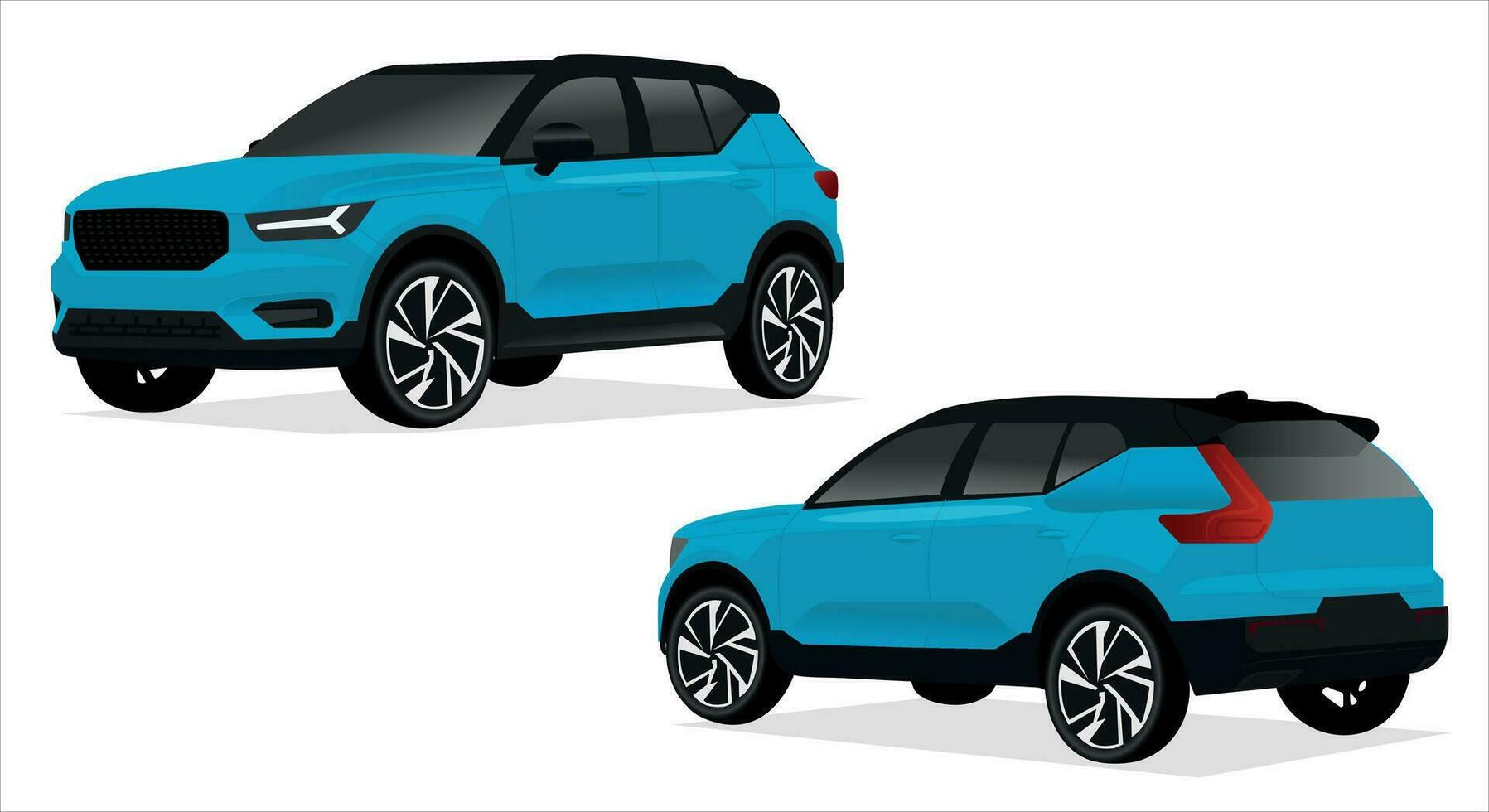 Realistic car isolated on white. Vector car illustration. Set the car from all sides.
