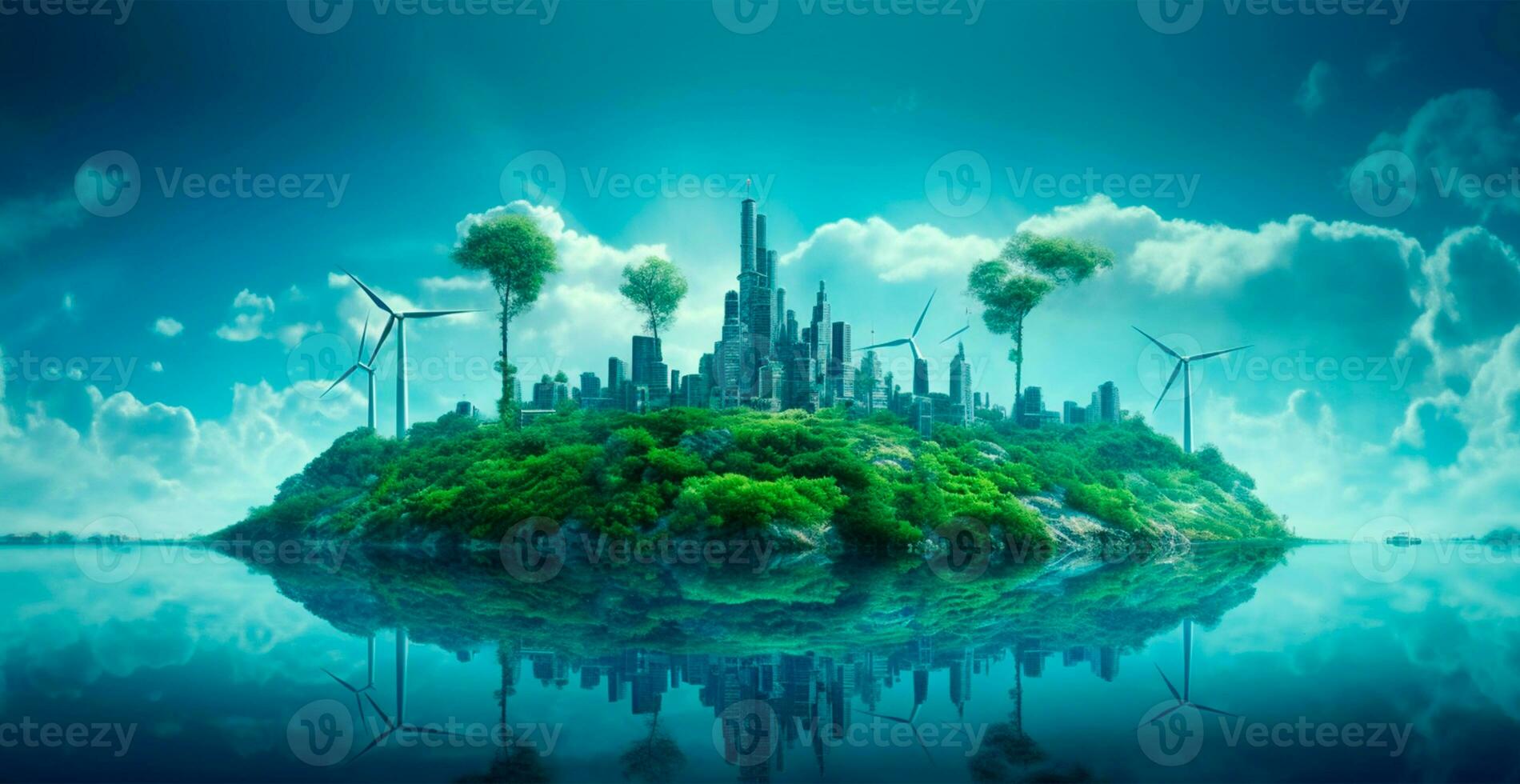 Green energy, concept of caring for nature - AI generated image photo