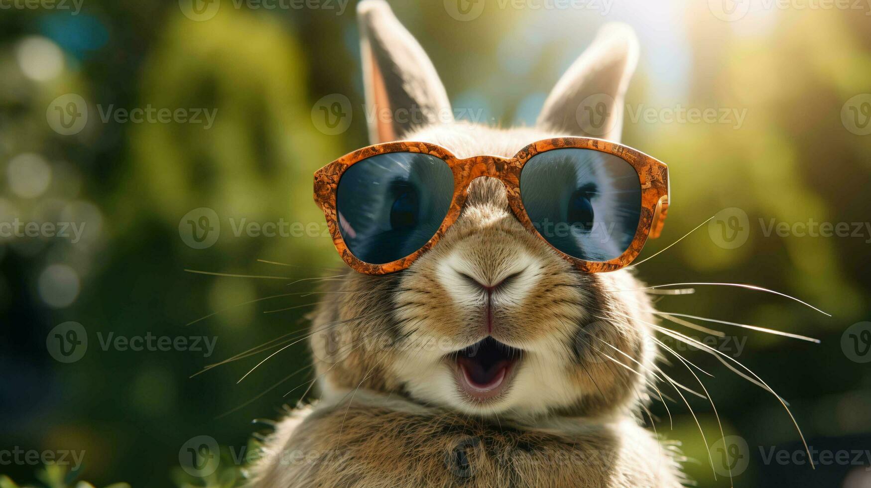 Stylish rabbit sporting shades, cool and confident photo